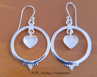 Heart Shape Sterling Silver Earrings - DIY Jewelry Supplies