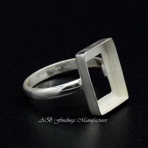 925 Sterling Silver Rectangle Bezel Cup Ring Blank: DIY Jewelry Supplies