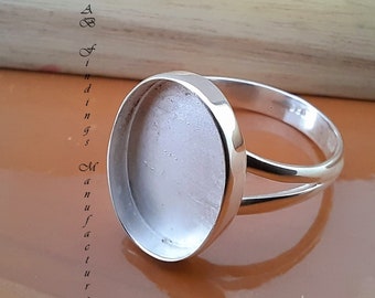 Großhandel DIY Schmuck Zubehör, 925 Sterling Silber Split Schaft Band Ring, Oval Lünette Schalenring, Blank Spannzange Ring, Handgemachter Ring