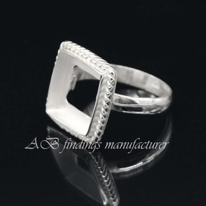 Sterling Silver Square Bezel Cup Ring: DIY Jewelry Supplies
