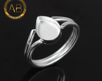 Päronring i sterlingsilver med bezel: Droppformad ädelsten med harts, gör-det-själv-smycken