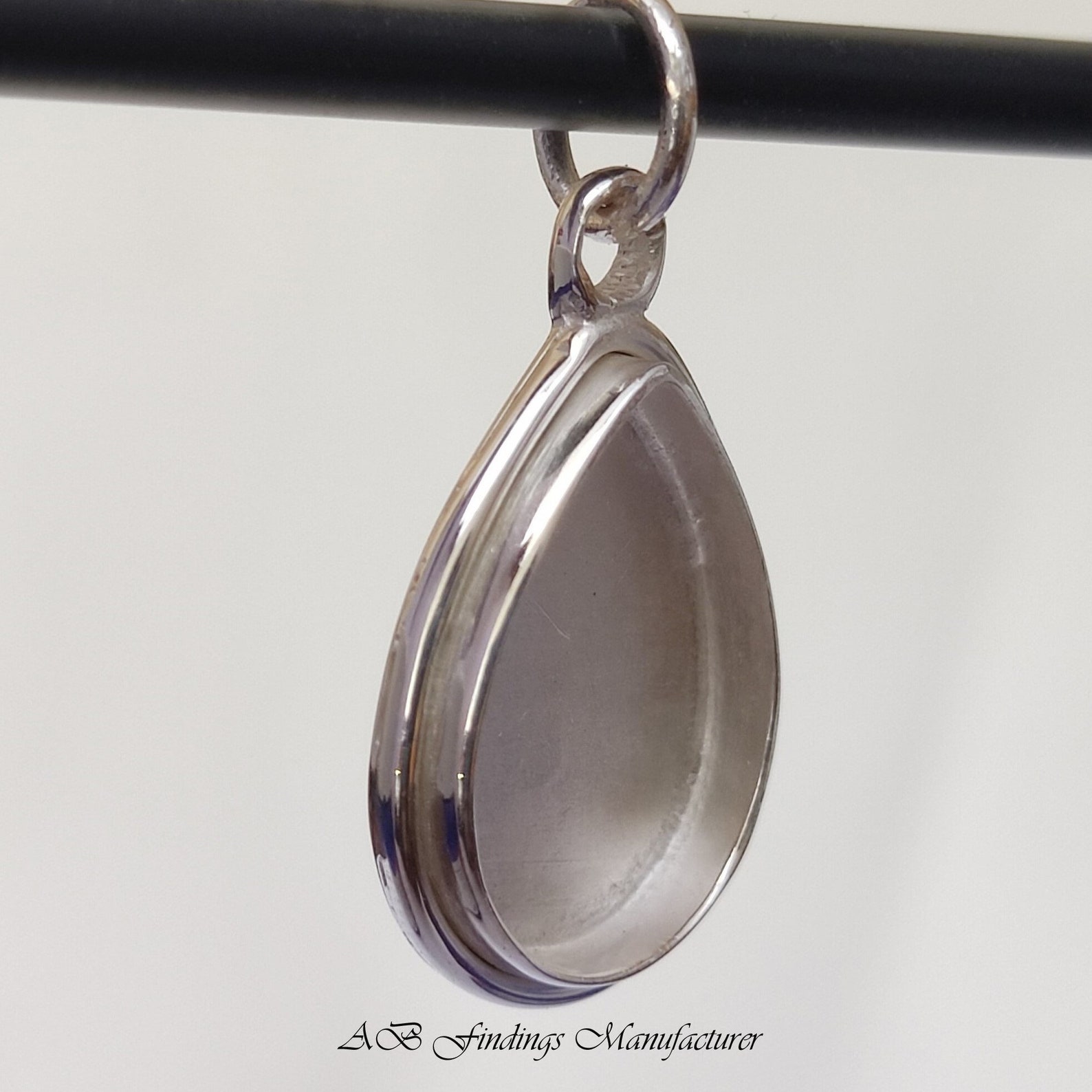 925 Sterling Silver Pear Bezel Blank Cup Pendant Setting for Etsy