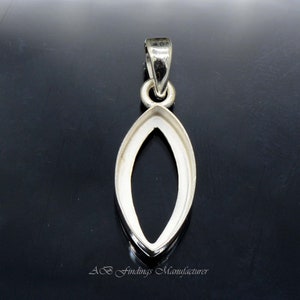 Sterling Silver Marquise Pendant: Cabochon Stone Setting, Bezel Cup