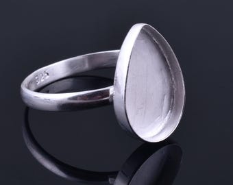 Sterling Silver Pear Cabochon Ring Blank: DIY Jewelry Making