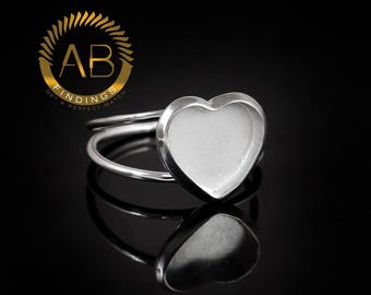 Sterling Silver Heart Bezel Ring Blank: DIY Jewelry Making