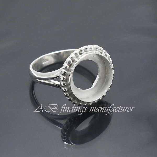 Wholesale DIY Jewelry Supplies, 925 Sterling silver Split shank Band Ring, Round open bezel cup ring, Blank collet Ring, Handmade ring