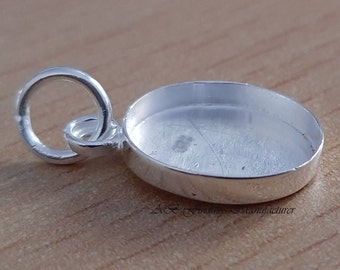 Handmade Sterling Silver Oval Bezel Pendant Blank: Cabochon Setting