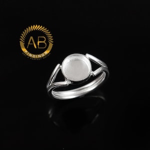Anillo de copa con bisel redondo de plata de ley 925: engaste de cabujón, suministros de joyería DIY al por mayor, pinza para hacer joyas