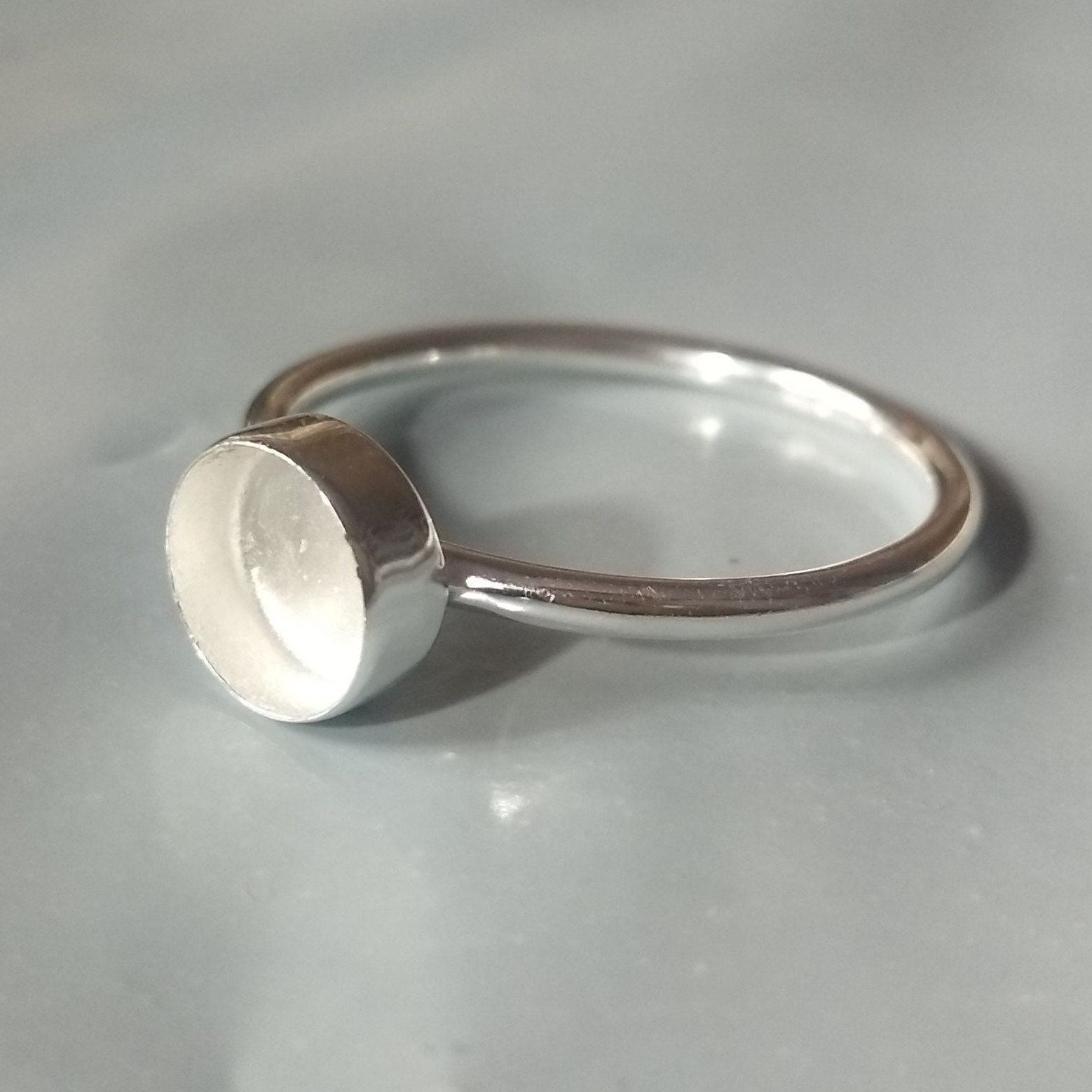 Sterling silver round Bezel blank cup ring setting