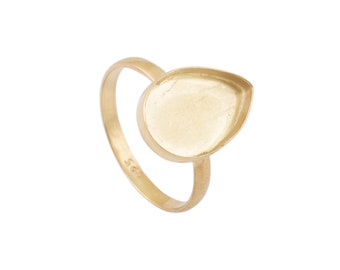 925 Sterling Silver Pear Bezel Blank Ring - Gold Plated Cup Setting