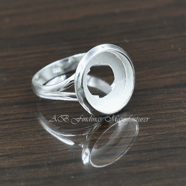 925 Sterling silver Split shank Band Ring, Round Thick Bezel Blank Cup Ring Setting, Blank collet Ring, Handmade ring, wholesale DIY Ring