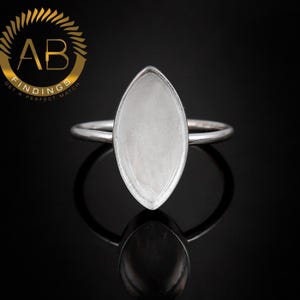 Handmade Sterling Silver Marquise Cabochon Ring Setting, DIY Jewelry Supplies
