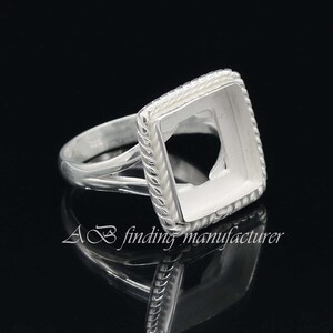 925 Sterling Silver Square Bezel Cup Ring: DIY Jewelry Supplies
