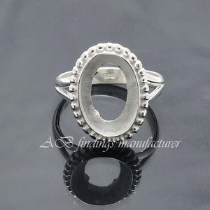 Wholesale DIY Jewelry Supplies, 925 Sterling silver Split shank Band Ring, Oval open bezel cup ring, Blank collet Ring, Handmade ring image 3
