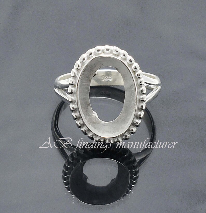 Forniture di gioielli fai da te all'ingrosso, anello a fascia con gambo diviso in argento sterling 925, anello a tazza con castone aperto ovale, anello con pinza vuota, anello fatto a mano immagine 3