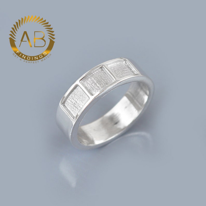 6mm Wide 925 Sterling Silver Three Channel Band Ring best for cremation ring, Ashes ring, memorial jewellery, breast milk jewellery image 1