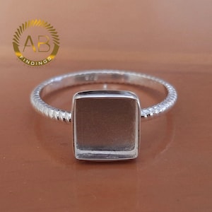 Sterling Silver Square Bezel Cup Ring: Handmade DIY Jewelry Supply