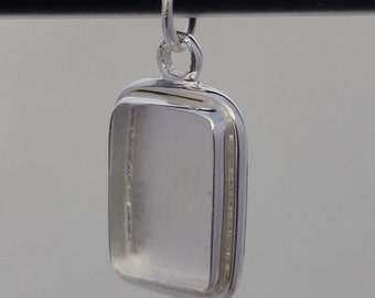 Sterling Silver Rectangle Bezel Pendant Blank: Cabochon Stone Setting