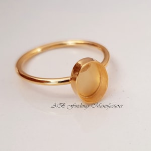 Keepsake 925 Sterling silver gold plated oval stone setting bezel blank ring Cup ring, Blank ring setting. image 3