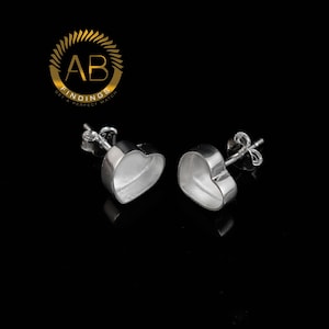 Sterling Silver Heart Earring Blanks, Bezel Setting, DIY Jewelry Making