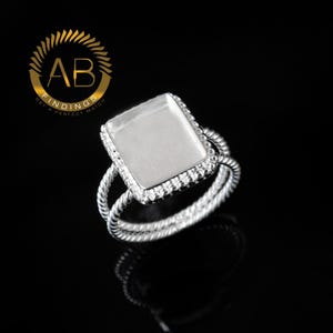Sterling Silver Rectangle Cabochon Ring: Handmade Resin Setting