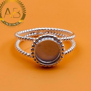 Sterling Silver Breast Milk Resin Ring Setting: Twisted Double Band, Round Bezel