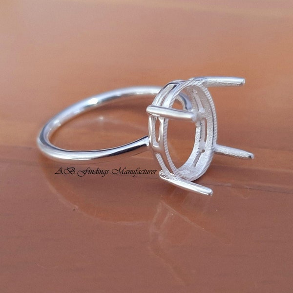 Sterling Silver Oval Cabochon Ring Setting: DIY Jewelry Making, 6x4 to 15x20 mm