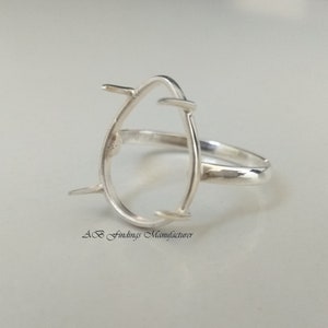 Keepsake  925 sterling silver ring collect cup pear gemstone prong setting for ring making. for cabochon stone setting.