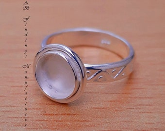Handmade Sterling Silver Round Ring Setting: DIY Resin Cabochon Jewelry