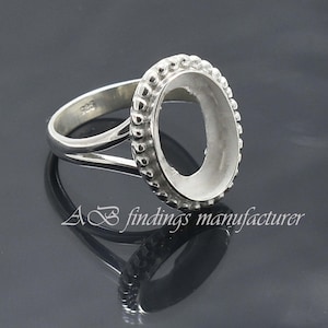 Wholesale DIY Jewelry Supplies, 925 Sterling silver Split shank Band Ring, Oval open bezel cup ring, Blank collet Ring, Handmade ring image 1