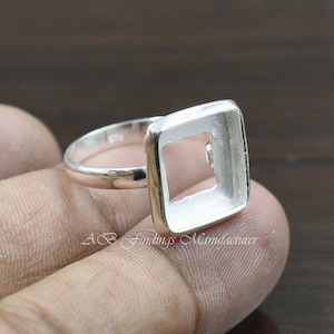 925 Sterling Silver Square Bezel Ring Blank: DIY Jewelry