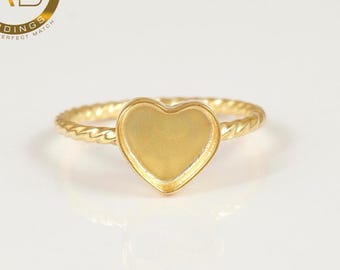 Sterling Silver Heart Bezel Ring Blank: DIY Jewelry, Resin & Cabochon Setting