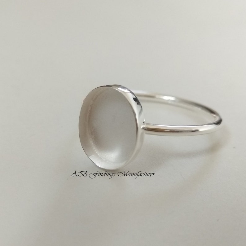 Keepsake 925 Sterling silver gold plated oval stone setting bezel blank ring Cup ring, Blank ring setting. image 7