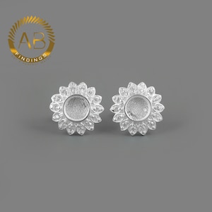 Sterling Silver DIY Bezel Earring Settings with Cubic Zirconia (5MM)