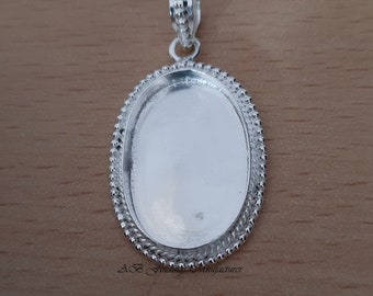 Sterling Silver Oval Cabochon Pendant Bezel Blank: DIY Jewelry Making