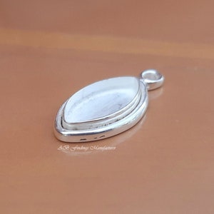 925 Sterling Silver Marquise Bezel Pendant Blank: Cabochon Stone Setting