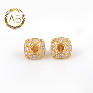 Sterling Silver CZ Stud Earring Settings: 6MM DIY Prong Bezel