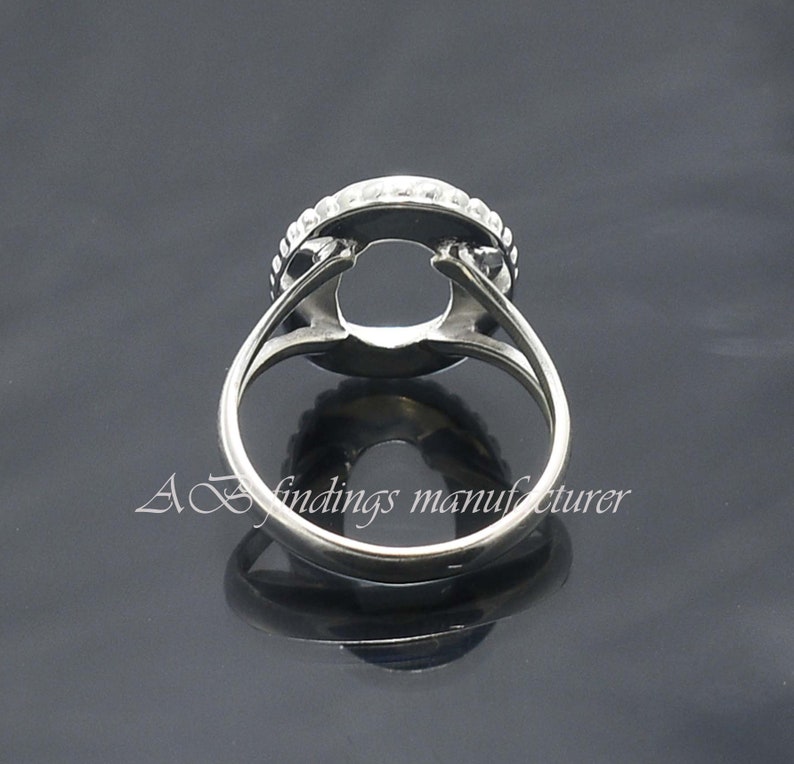 Wholesale DIY Jewelry Supplies, 925 Sterling silver Split shank Band Ring, Oval open bezel cup ring, Blank collet Ring, Handmade ring image 4