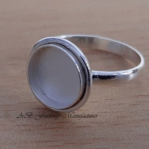 925 Sterling Silver Round Bezel Cup Ring Blank: Cabochon Stone Setting