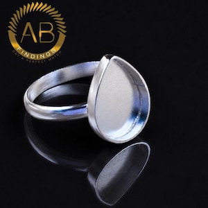 Sterling Silber Pear Cabochon Ring Rohling: Großhandel DIY Schmuck Zubehör, Schmuckherstellung Collet