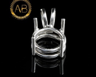 925 Sterling Silver Round Semi Mount Pendant Settings Pre-notched for Faceted Round Stones