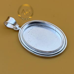 Sterling Silber Oval Lünette Anhänger Setting: Cabochon Stein, Resin Arbeit