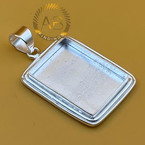 Sterling Silber Rechteck Lünette Anhänger Setting: Cabochon Stein, Resin Arbeit