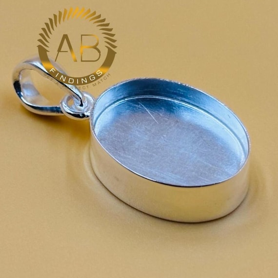 Sterling Silver Oval Cabochon Pendant: Double Sided Bezel Setting