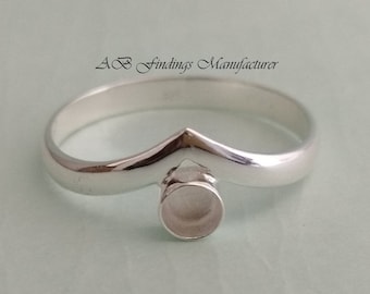 925 Sterling silver crown round stone setting blank bezel ring, bezel cup ring,  Blank ring setting. Blank collet Ring