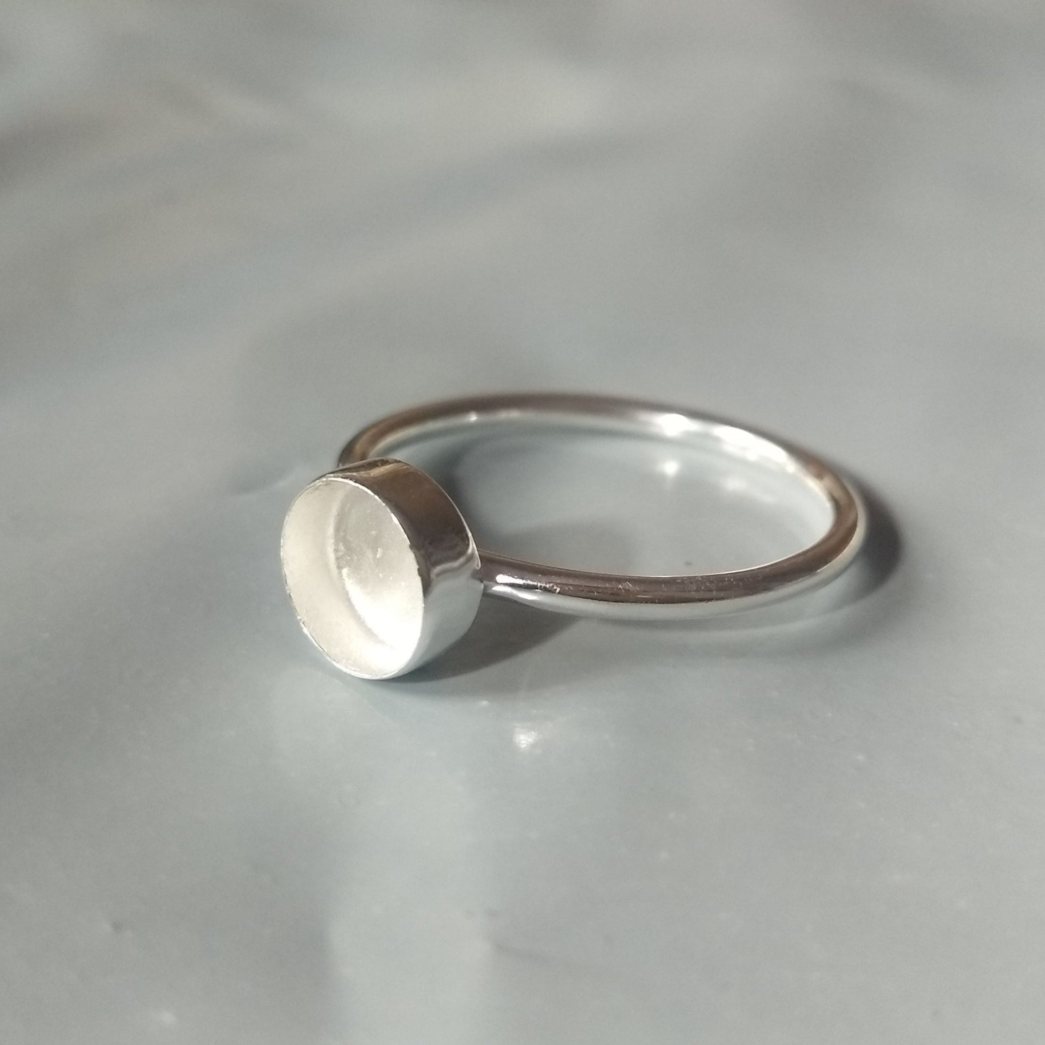 925 Sterling Silver Round Blank Bezel Cup Ring Round Etsy