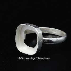 925 Sterling Silver Cushion Stone Ring Setting: DIY Blank Bezel Cup
