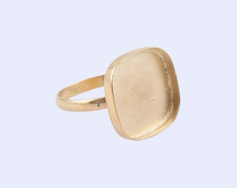 925 Sterling silver cushion stone setting bezel cup ring, gold plated bezel cup ring Cup ring  Blank ring setting. Blank collet Ring