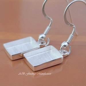 925 Sterling silver Blank Earrings Settings, RECTANGLE Shape Blank Earrings, Blank collet Earring, Handmade Earring