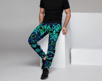 Men's Joggers - Neon Blue Lines